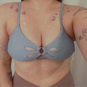 Light Blue Cut Out Bathing suit Top